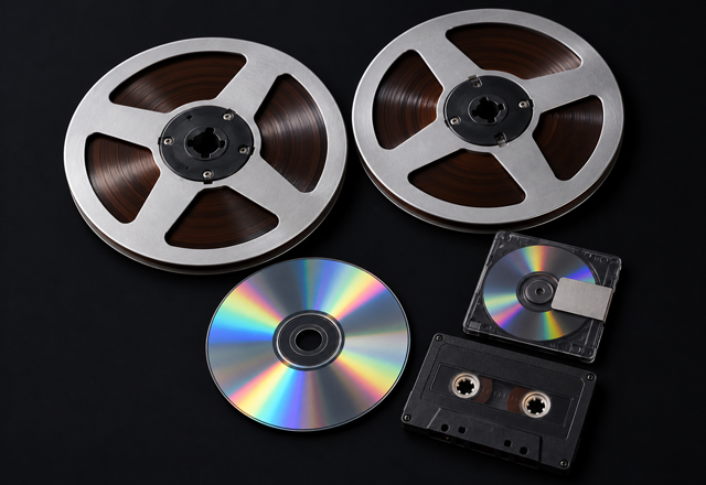 Audio cassette, reel-to-reel tape, MiniDisc and CD